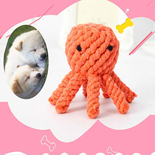 Cupcinu Juguete para Mascota Molar Juguete de Perro mordedor Limpieza de Dientes Juguetes de Perrito de Cuerda de algodón de tejiendo Muñeca de Mascota Pulpo (Naranja b)