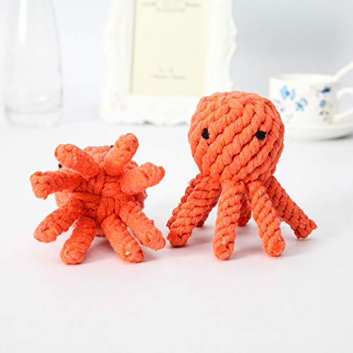 Cupcinu Juguete para Mascota Molar Juguete de Perro mordedor Limpieza de Dientes Juguetes de Perrito de Cuerda de algodón de tejiendo Muñeca de Mascota Pulpo (Naranja b)