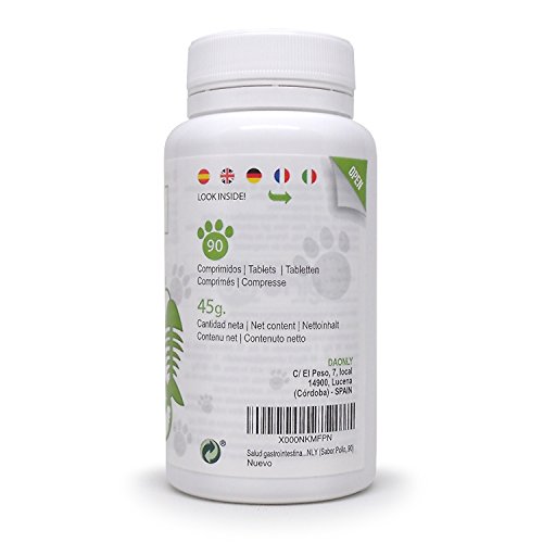 DAONLY Salud gastrointestinal para tu Mascota, indicado para intestino Irritable, Gusanos intestinales, Alternativa Natural a los medicamentos para Perros, Aloe Vera para Gatos y Perros (Sabor Pollo)