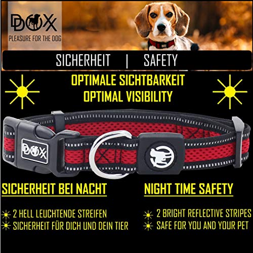 DDOXX Collar Perro Air Mesh, Ajustable, Reflectante, Acolchado | Diferentes Colores & Tamaños | para Perros Pequeño, Mediano y Grande | Collares Accesorios Gato Cachorro | Negro, M