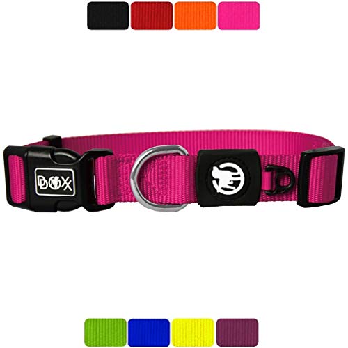 DDOXX Collar Perro Nylon, Ajustable | Diferentes Colores & Tamaños | para Perros Pequeño, Mediano y Grande | Collares Accesorios Gato Cachorro | Rosado Pink, XS