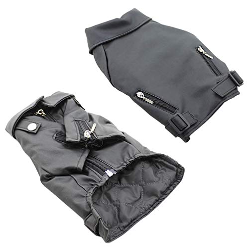 DELIFUR - Chaqueta de piel para perro, para mascotas, ropa de motocicleta, para invierno, para perros pequeños, medianos y grandes