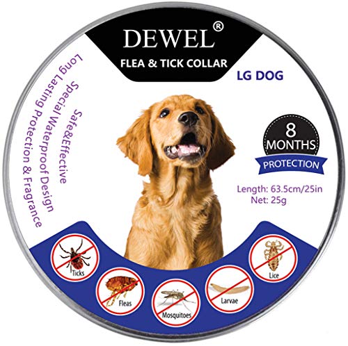 Dewel Collar Antiparasitos Perros/Gatos Contra Pulgas,Garrapatas y Mosquitos,Tamaño Ajustable e Impermeable para Mascota Pequeño Mediano Grandes