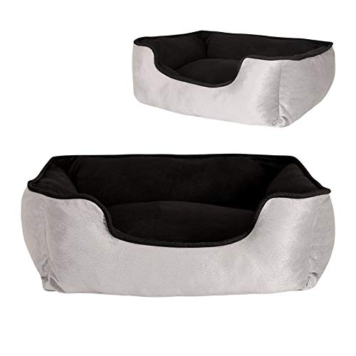 Dibea Cama Perros 2 En 1 Cojín Perros Sofá Perros Tamaño (S) 60X50 Cm Negro-Gris, S, Negro-Gris 1000 g