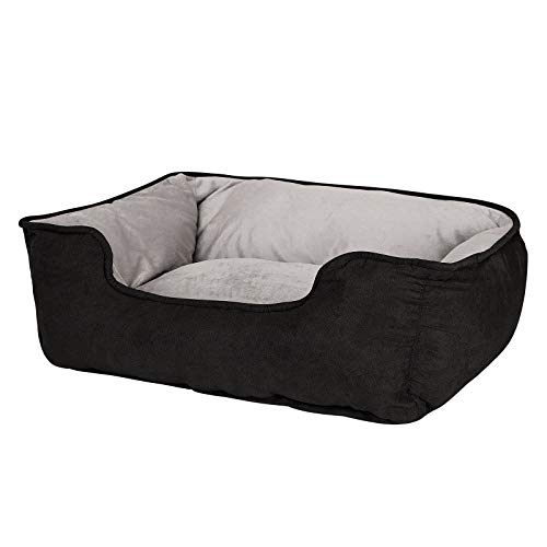 Dibea Cama Perros 2 En 1 Cojín Perros Sofá Perros Tamaño (S) 60X50 Cm Negro-Gris, S, Negro-Gris 1000 g