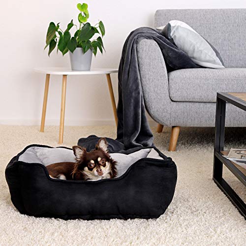 Dibea Cama Perros 2 En 1 Cojín Perros Sofá Perros Tamaño (S) 60X50 Cm Negro-Gris, S, Negro-Gris 1000 g