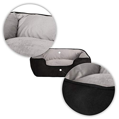 Dibea Cama Perros 2 En 1 Cojín Perros Sofá Perros Tamaño (S) 60X50 Cm Negro-Gris, S, Negro-Gris 1000 g