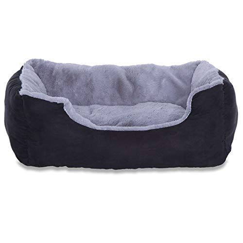 Dibea Cama Perros Cojín Perros Cesta Perros con Cojín Tamaño S Gris/Negro 1 Unidad 500 g