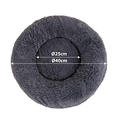 Dibea Cama Perros Redonda Cojín Gatos Sofá para Perros Donut Ø 40 Cm (S) Gris Oscuro 510 g