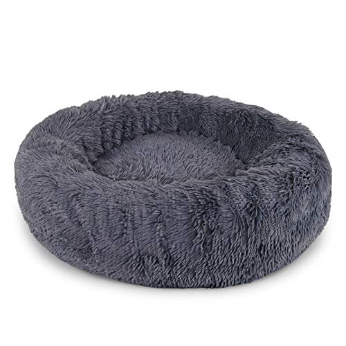 Dibea Cama Perros Redonda Cojín Gatos Sofá para Perros Donut Ø 40 Cm (S) Gris Oscuro 510 g