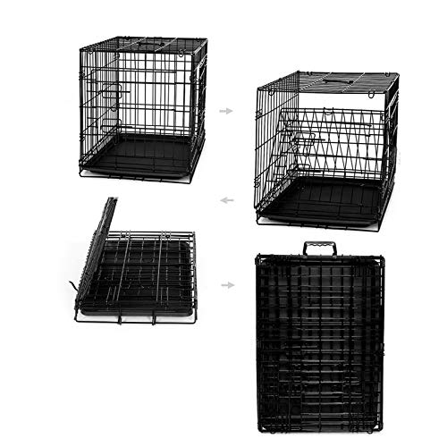 dibea DC00492 Jaula de transporte para perros y animales pequeños, alambre fuerte, plegable, 2 puertas, L