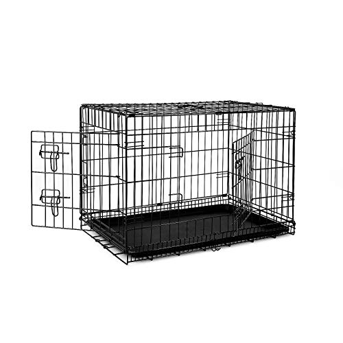 dibea DC00492 Jaula de transporte para perros y animales pequeños, alambre fuerte, plegable, 2 puertas, L