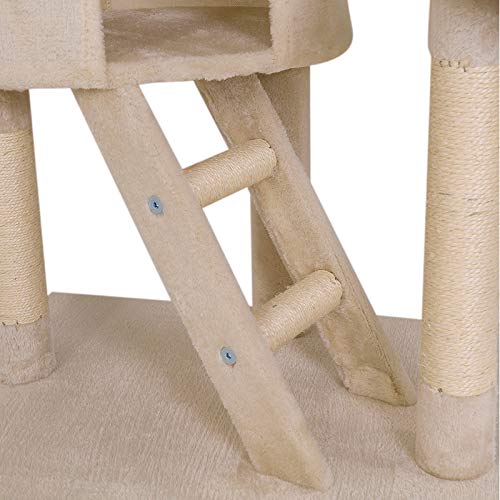 Dibea KB00401 Árbol Rascador Escalador para Gatos, 240-260 cm, Altura Ajustable del Techo Beige