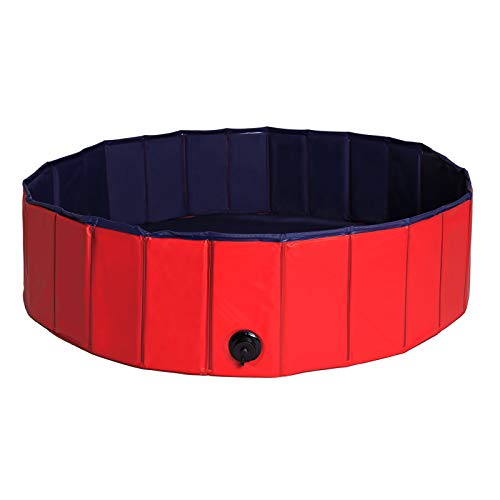 Dibea PVC, Piscina para Mascotas, Bañera Plegable para Perros, Ø 120 Cm, Rojo/Azul Oscuro, M