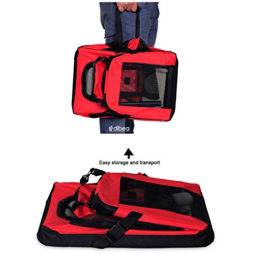 dibea TB10051 Bolsa de Transporte para Perros y Gatos, Rojo, (M) 60x42x44 cm