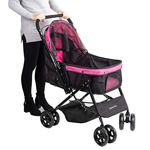 Display4top Pink Pet Travel Stroller, Carro de Cuatro Ruedas Plegable, suspensión, conmutación, Carrito para Perros y Gatos, artículos de Viaje Grandes, artículos de Viaje, artículos de Viaje