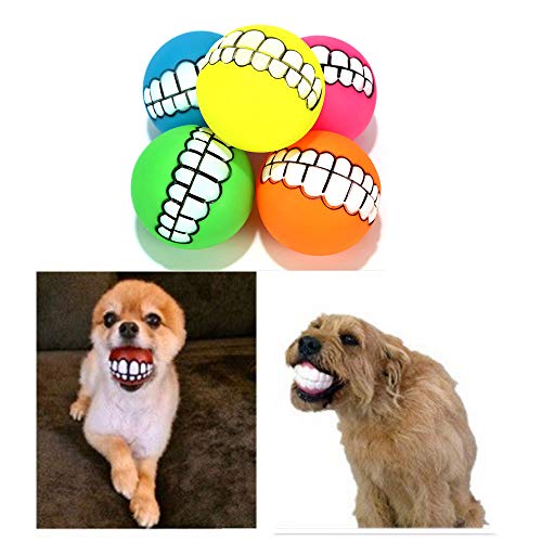 Divertida bola de dientes para perro,2 unidades divertidas con patrón de dientes para masticar la seguridad sonriente bola de perro para gatos perros pelotas interactivas para mascotas(color al azar)