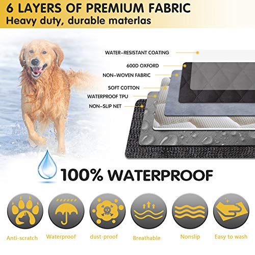 Docatgo Funda de Asiento para Perros,2019 La versión más Nueva Resistente al Agua,6 Capas 100% verdaderamente Impermeables,137CM X 147CM, Gruesa y Duradera para SUV, Camión, Transportar y Viaje