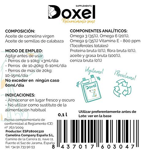 Doxel 4all-1litro - Aceite para Perros| Suplemento Natural | Sistema Inmunitario Reforzado| Articulaciones| Pelo Brillante| Piel| Ácidos grasos Omega 3 6 9| Vitamina E| Alergias Perro|Natural