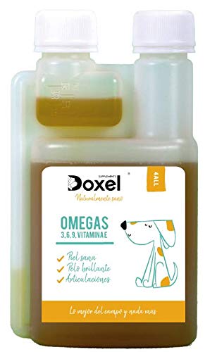 Doxel 4all-1litro - Aceite para Perros| Suplemento Natural | Sistema Inmunitario Reforzado| Articulaciones| Pelo Brillante| Piel| Ácidos grasos Omega 3 6 9| Vitamina E| Alergias Perro|Natural