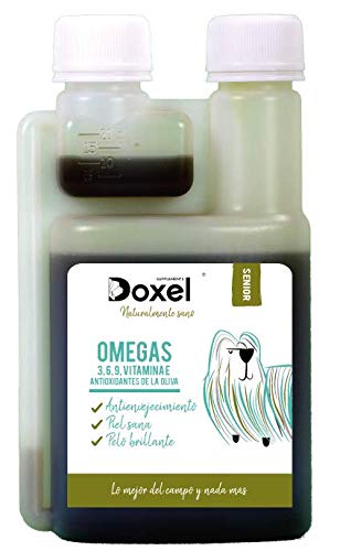 Doxel Senior-500ml Aceite para perros| Suplemento| Antiinflamatorio| Anti envejecimiento| Articulaciones sanas| Sistema inmunitario| Ácidos grasos Omega 3 6 9| Vitamina E| Masa muscular|Perros mayores