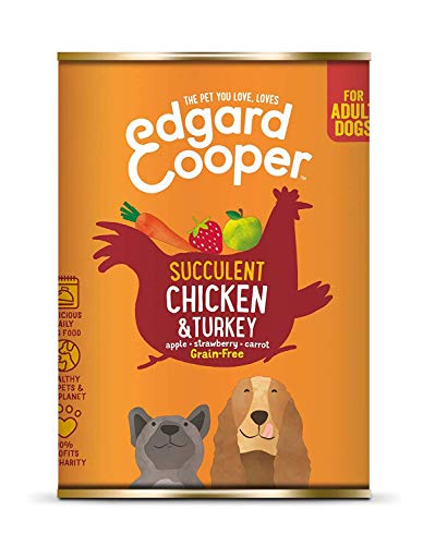 Edgard & Cooper Comida húmeda Perros Adultos sin Cereales, Natural con Pollo y Pavo de Granja. Alimentación balanceada y Sana. Carne magra 100% Fresca Baja en calorias. Pack de 6x400gr