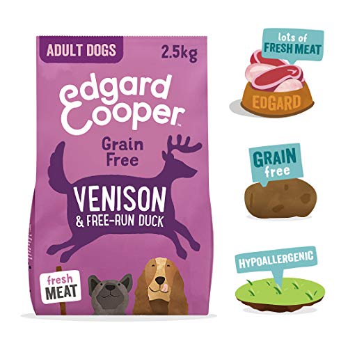 Edgard & Cooper pienso para Perros Adultos sin Cereales, Natural con Venado y Pato Frescos, 2.5kg. Comida Premium balanceada sin harinas de Carne ni Carnes sobreprocesadas cocinada a Baja Temperatura