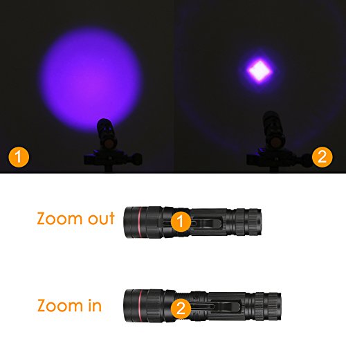 Eletorot Linterna Ultravioleta luz de 3 modos UV Flashlight, Detectar manchas de orina de mascotas, Luz negra 395nm