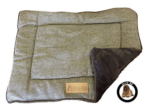 Ellie-Bo - Cama Reversible de Tweed y Piel sintética marrón para jaulas y Cajas pequeñas de 24 Pulgadas