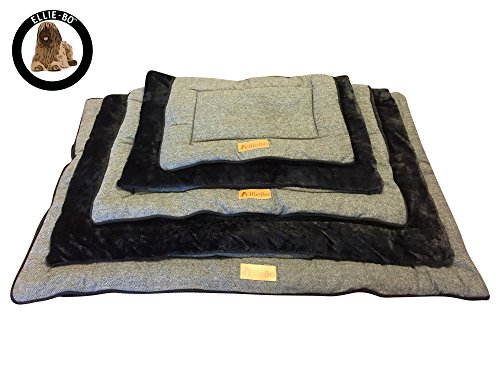 Ellie-Bo - Cama Reversible de Tweed y Piel sintética Negra para jaulas y jaulas de Perro de 36 Pulgadas