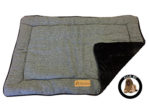 Ellie-Bo - Cama Reversible de Tweed y Piel sintética Negra para jaulas y jaulas de Perro de 36 Pulgadas