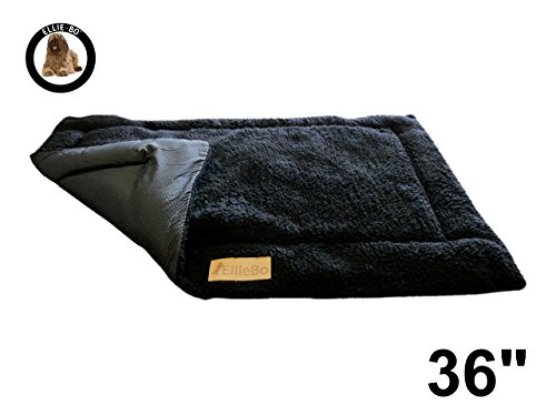 Ellie-Bo Sherpa - Colchoneta de Forro Polar para Cama Grande de 36 Pulgadas, Color Negro