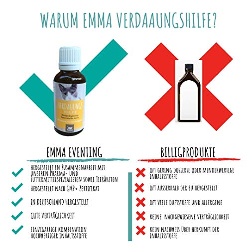 EMMA digestivo para Gatos I para una digestión óptima con alcaravea e hinojo I para una Flora intestinal Sana después de la diarrea, Cambio de alimento 30 ml