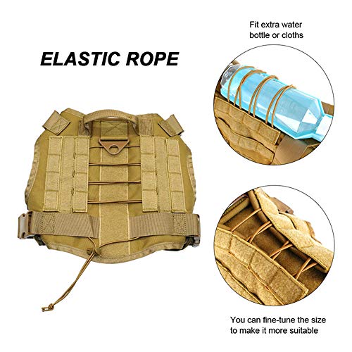 Enhome Servicio Chaleco arnés para Perro, Chaleco de Entrenamiento táctico para Perro, 1000D Heavy Duty Perro Molle Chaleco arnés (M,Verde)