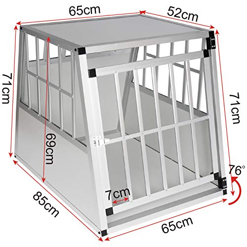 EUGAD Transportín de Aluminio para Perros Gatos Mascotas Jaula Transporte de Viaje para Mascotas Trapezoidal 1 Puerta Blanco 0048HT