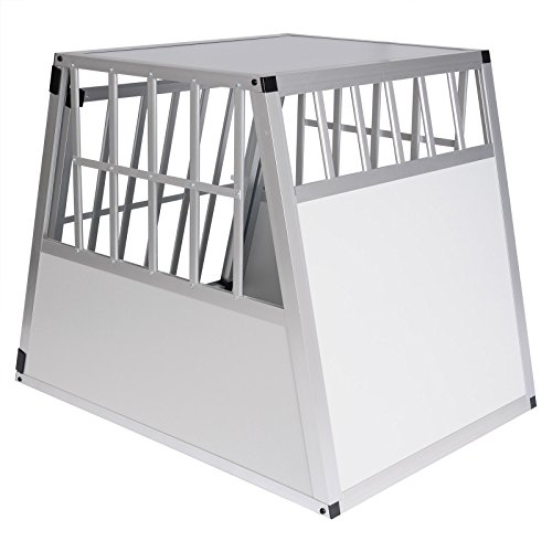 EUGAD Transportín de Aluminio para Perros Gatos Mascotas Jaula Transporte de Viaje para Mascotas Trapezoidal 1 Puerta Blanco 0048HT