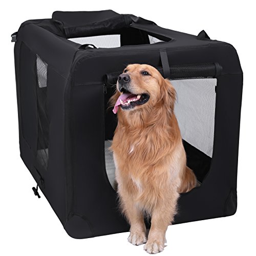 FEANDREA Bolsa de Transporte para Mascotas Transportín Plegable para Perro Portador Tela Oxford Negro XXXL 102 x 69 x 69 cm PDC10H