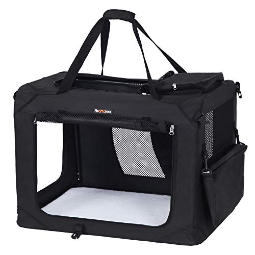 FEANDREA Bolsa de Transporte para Mascotas Transportín Plegable para Perro Portador Tela Oxford Negro XXXL 102 x 69 x 69 cm PDC10H