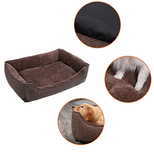 FEANDREA Cama para Perros, Sofá para Perros, Cesta para Perro Desmontable y Lavable a máquina, Marrón, 110 x 75 x 27 cm PGW12CC