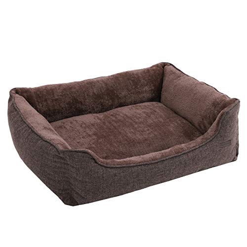 FEANDREA Cama para Perros, Sofá para Perros, Cesta para Perro Desmontable y Lavable a Máquina, Marrón, 90 x 75 x 25 cm PGW11CC