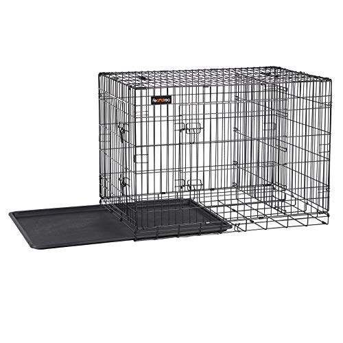 FEANDREA Jaula para Perros, Jaula para Mascotas con 2 Puertas, 122 x 74,5 x 80,5 cm, Negro PPD48BK