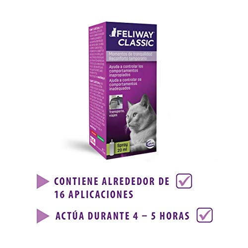 FELIWAY Classic - Antiestrés para gatos - Transportín, Viajes - Spray 20 ml