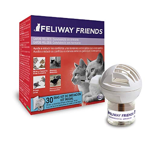 FELIWAY Friends - Anticonflictos para gatos - Peleas, Persecuciones, Bufidos, Bloqueos - Difusor + Recambio 48 ml