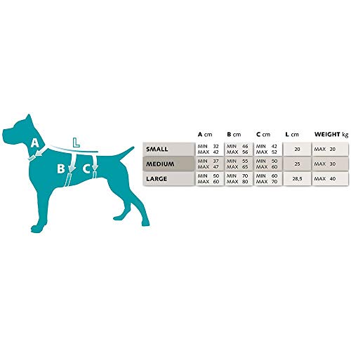 Ferplast Arnés ergonómico para Perros ERGOTREKKING P Medium, 6 Cierres con microrregulación con Suave Acolchado, Reflectante, A: de 37 a 47 cm - B: de 55 a 65 cm - C: de 50 a 60 cm - L 25 cm Marrón