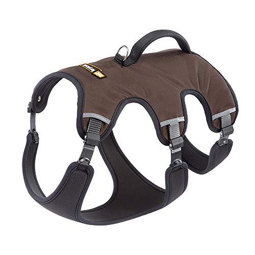 Ferplast Arnés ergonómico para Perros ERGOTREKKING P Medium, 6 Cierres con microrregulación con Suave Acolchado, Reflectante, A: de 37 a 47 cm - B: de 55 a 65 cm - C: de 50 a 60 cm - L 25 cm Marrón