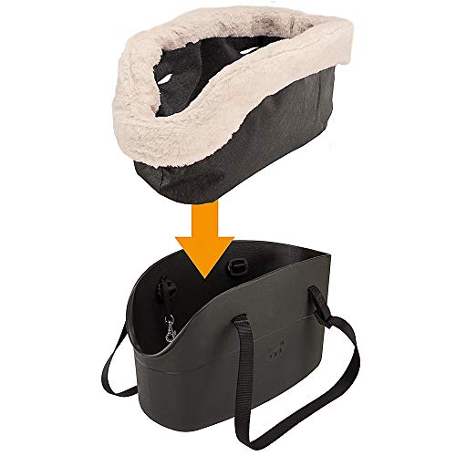 Ferplast Bolso para Perros with-ME Winter, EVA, Suave plástico de Goma con Revestimiento de ecopiel, Asas Regulables, Correa de Seguridad incluida, 21,5 x 43,5 x h 27 cm Negro