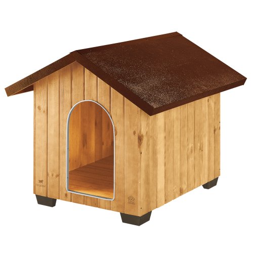 Ferplast Caseta de exterior para perros DOMUS EXTRA LARGE, Madera ecosostenible, Rejilla de ventilación, Puerta con perfil de aluminio resistente a las mordeduras, 93,5 x 113,5 x h 90,5 cm