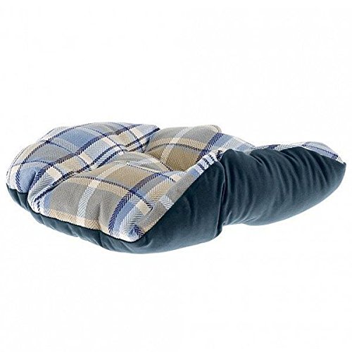 Ferplast Cuccia imbottita per cani e gatti CHARLES 50 Divano con cuscino, Sofà per animali, Scozzese, Soffice velluto, Lavabile, 45 x 35 x h 17 cm, Blu