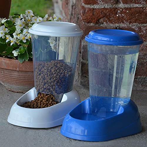 Ferplast Dispensador de comida seca o croquetas para perros y gatos 3 litros ZENITH, Depósito transparente con tapa, Base antideslizante, 20,2 x 29,2 x h 28,8 cm Azul marino