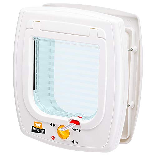 Ferplast Puerta abatible para animales pequeños SWING 5 Gattaiola, paso universal, controlable, protección contra corrientes de aire, túnel parcial, Blanco (White), 22,5 x 9,6 x 25,2 cm